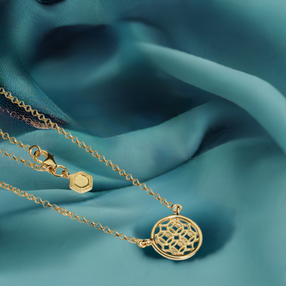 Gold Round Lace Filigree Necklace