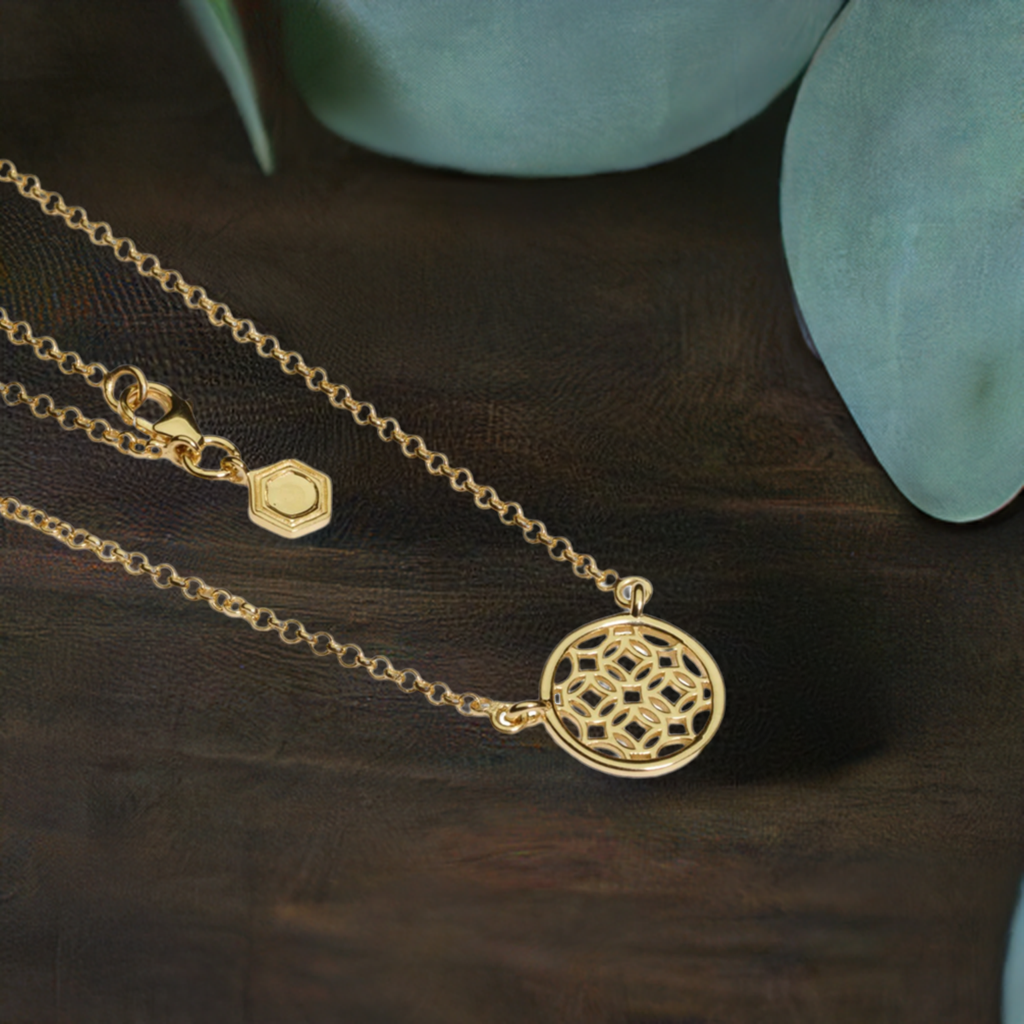 Gold Round Lace Filigree Necklace