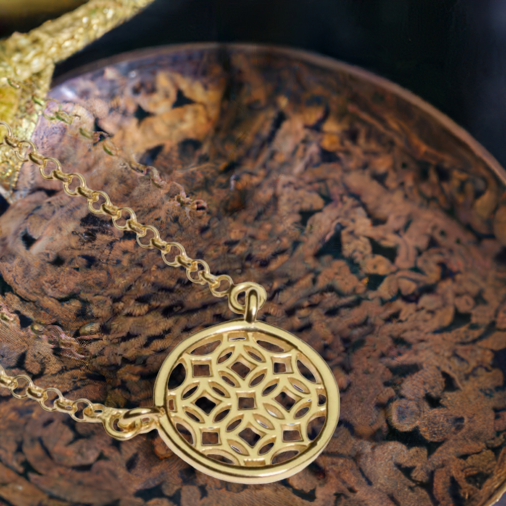 Gold Round Lace Filigree Necklace