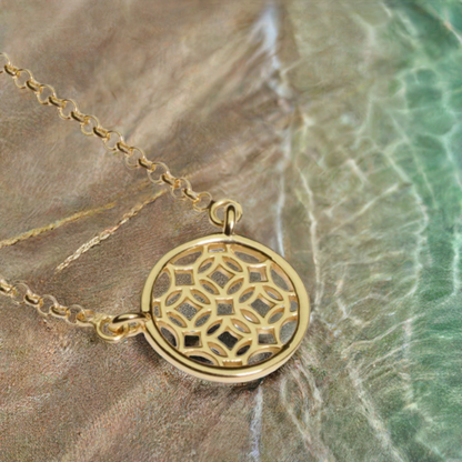 Gold Round Lace Filigree Necklace