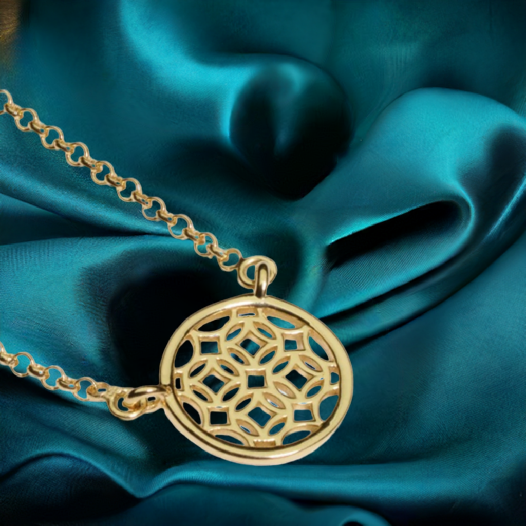 Gold Round Lace Filigree Necklace