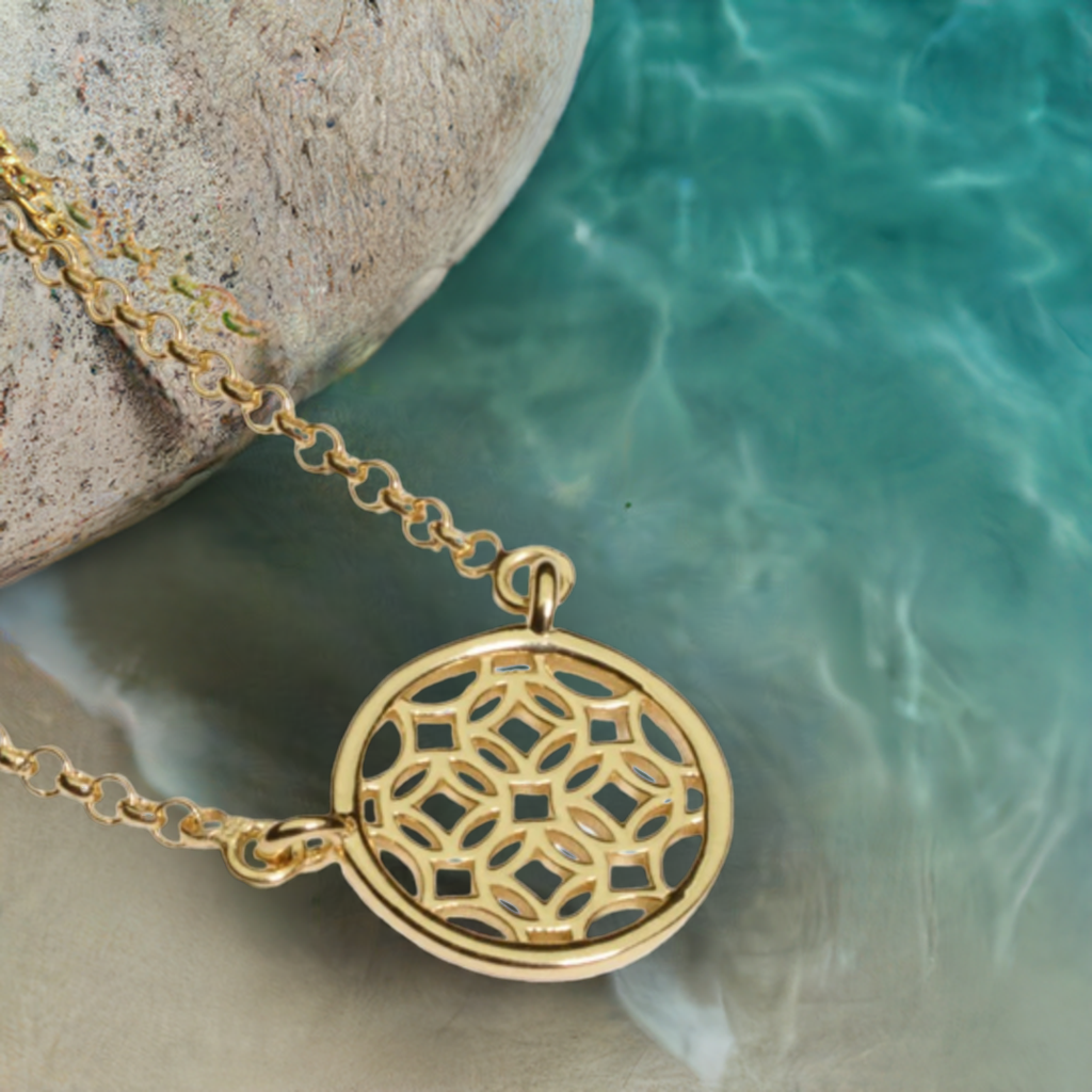 Gold Round Lace Filigree Necklace