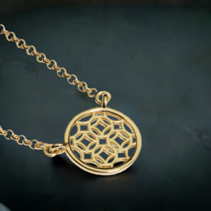 Gold Round Lace Filigree Necklace