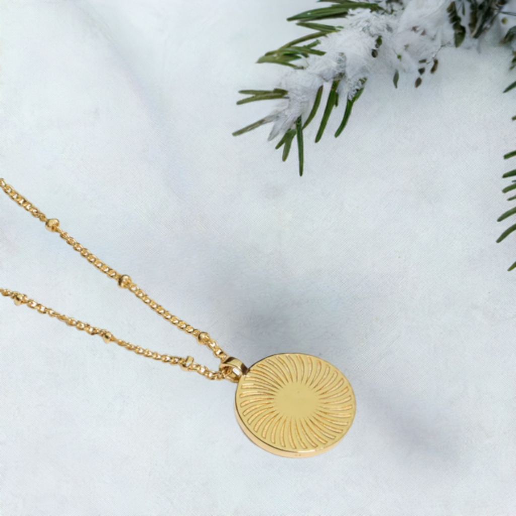 Gold Sunburst Pendant Necklace