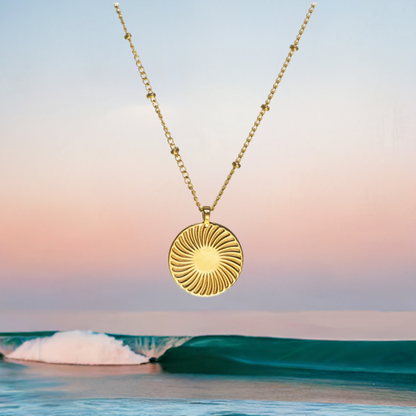 Gold Sunburst Pendant Necklace