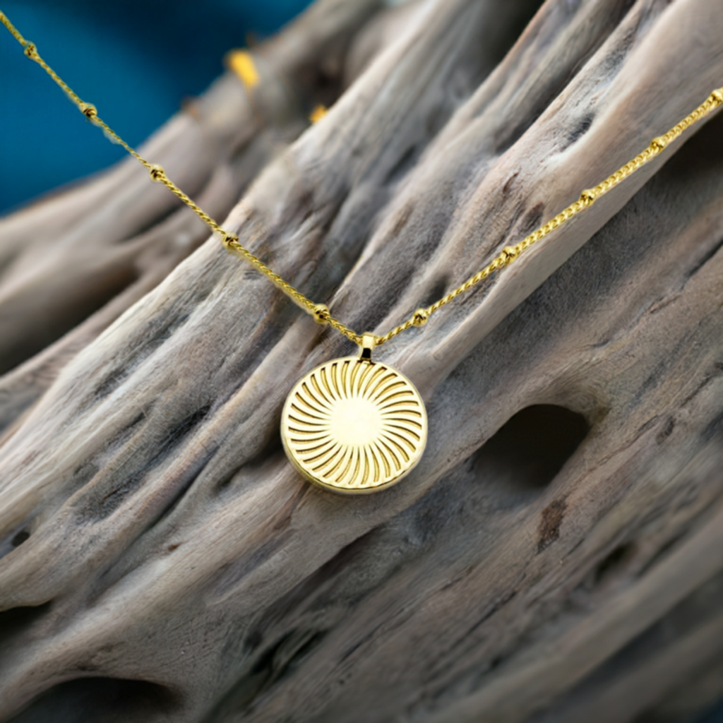 Gold Sunburst Pendant Necklace