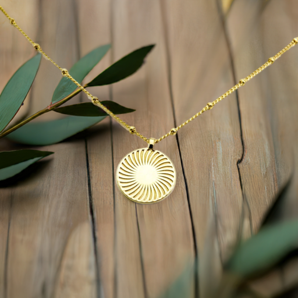 Gold Sunburst Pendant Necklace