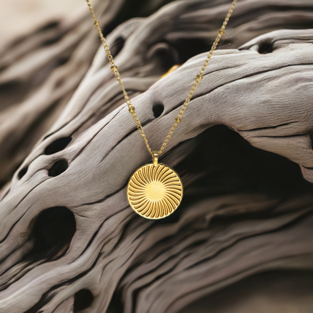 Gold Sunburst Pendant Necklace