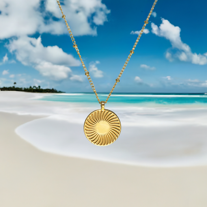 Gold Sunburst Pendant Necklace