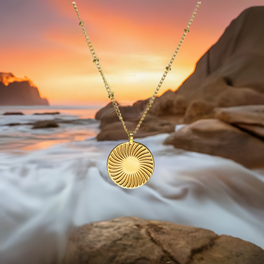 Gold Sunburst Pendant Necklace