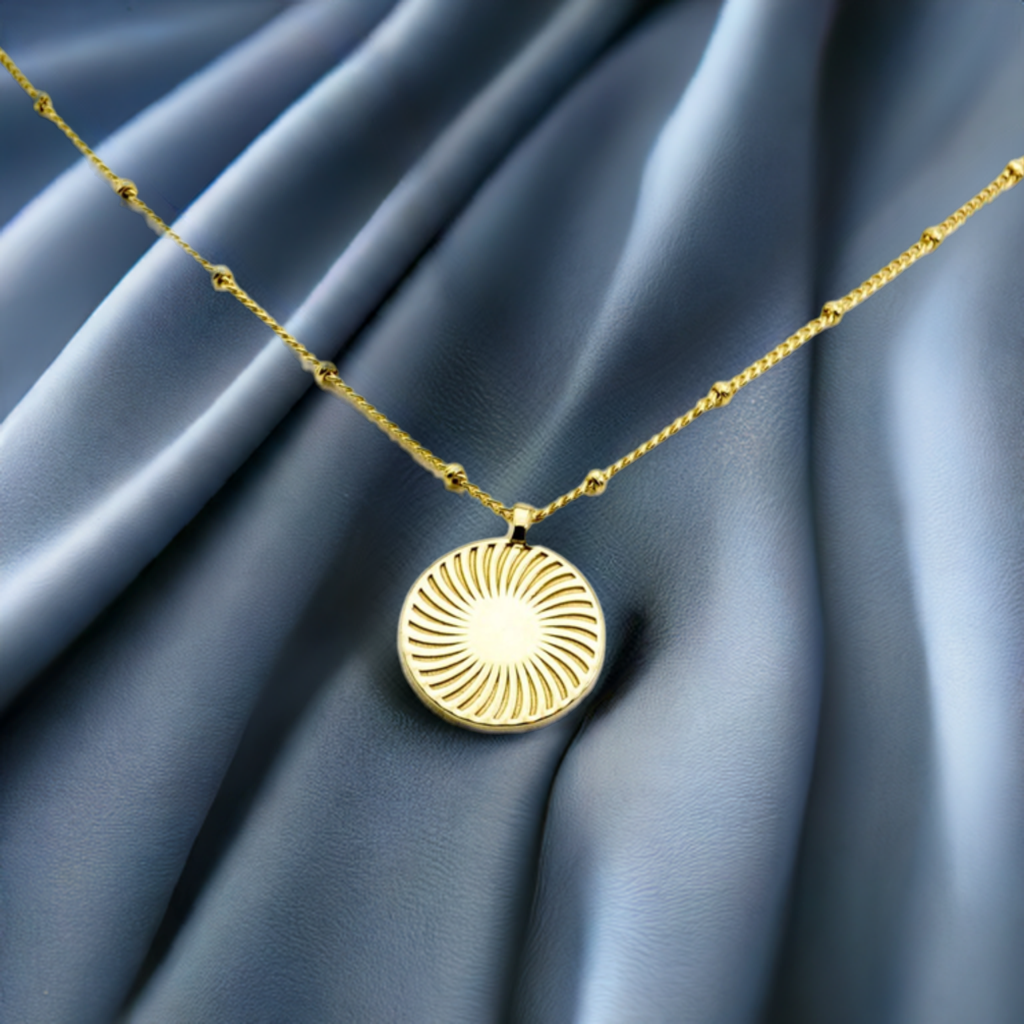 Gold Sunburst Pendant Necklace