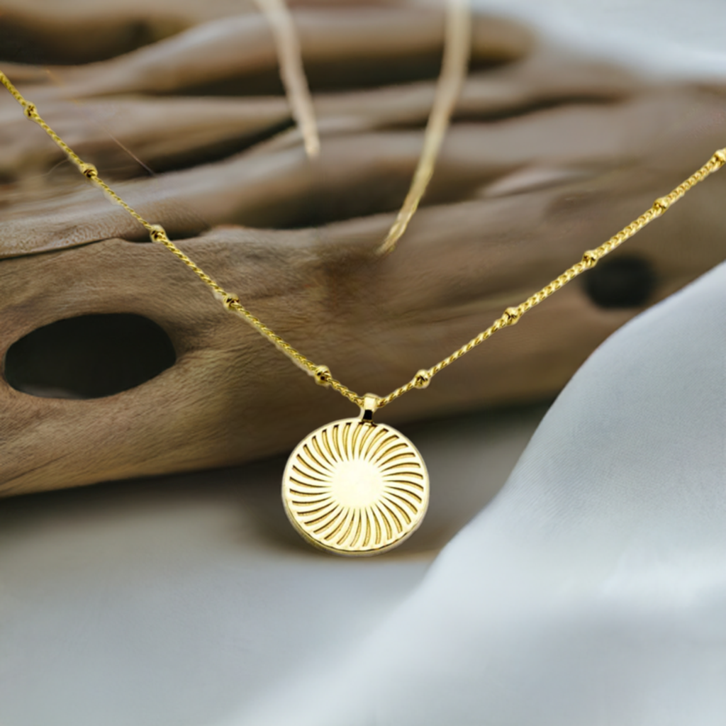 Gold Sunburst Pendant Necklace