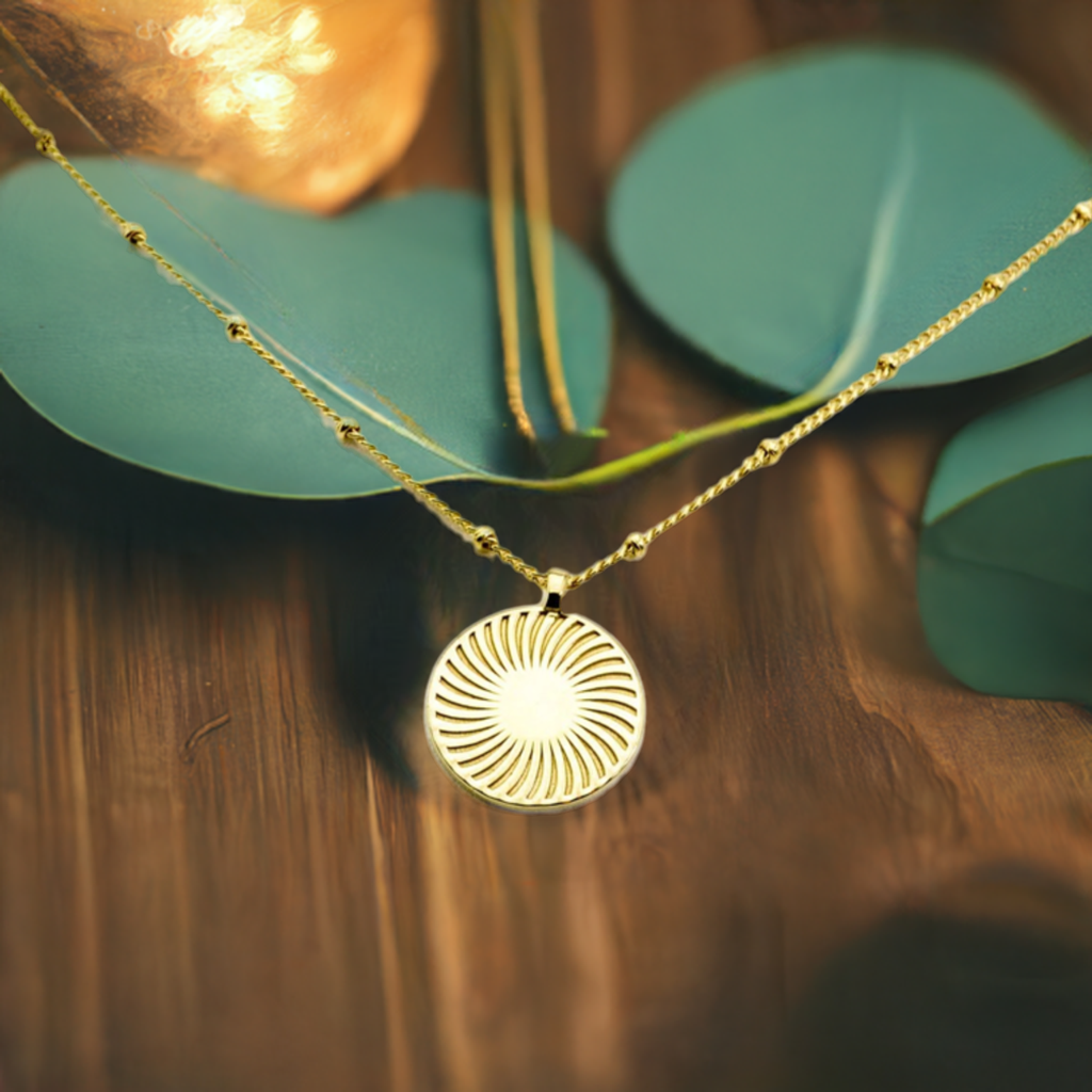 Gold Sunburst Pendant Necklace