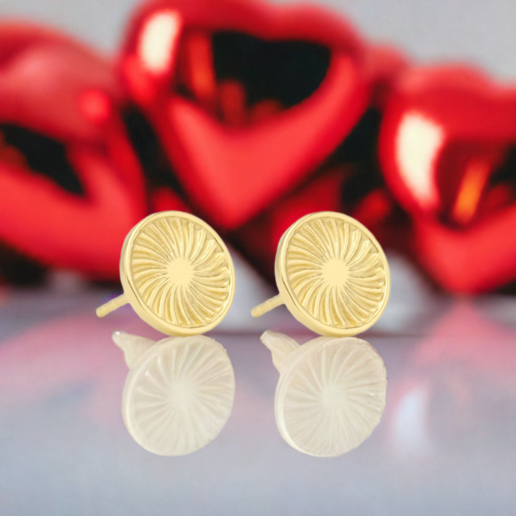 Gold Sunburst Stud Earrings