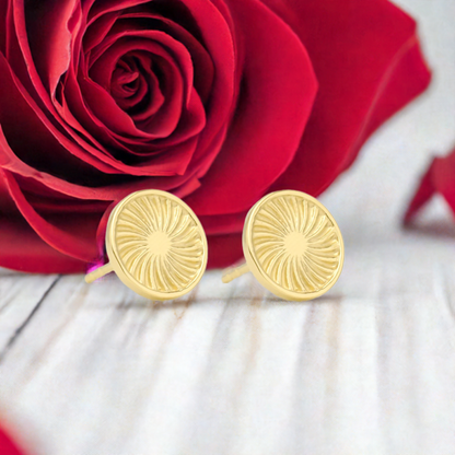 Gold Sunburst Stud Earrings