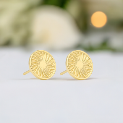 Gold Sunburst Stud Earrings