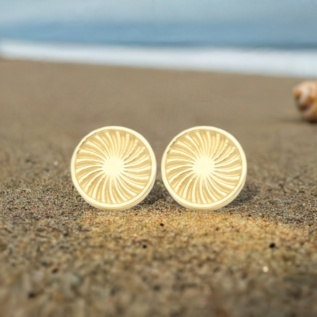 Gold Sunburst Stud Earrings