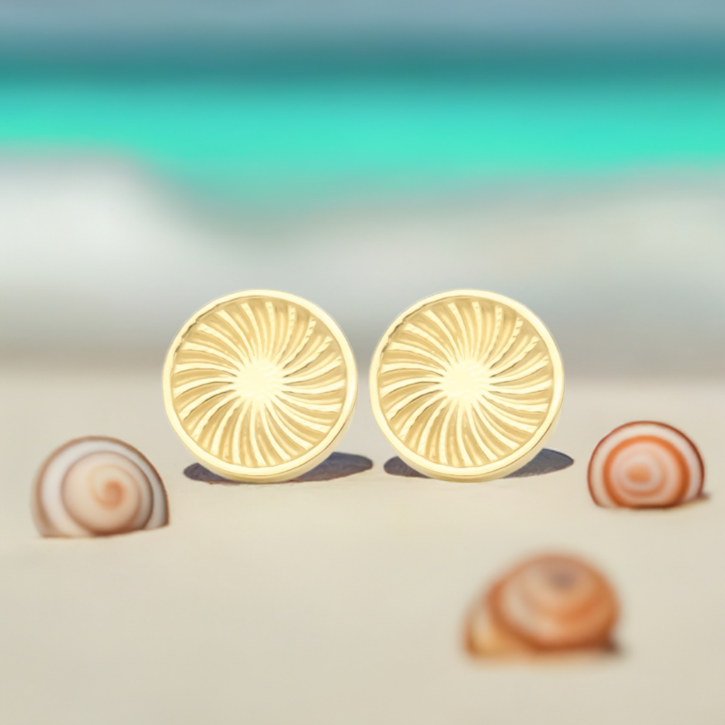 Gold Sunburst Stud Earrings