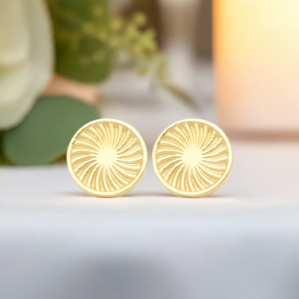 Gold Sunburst Stud Earrings