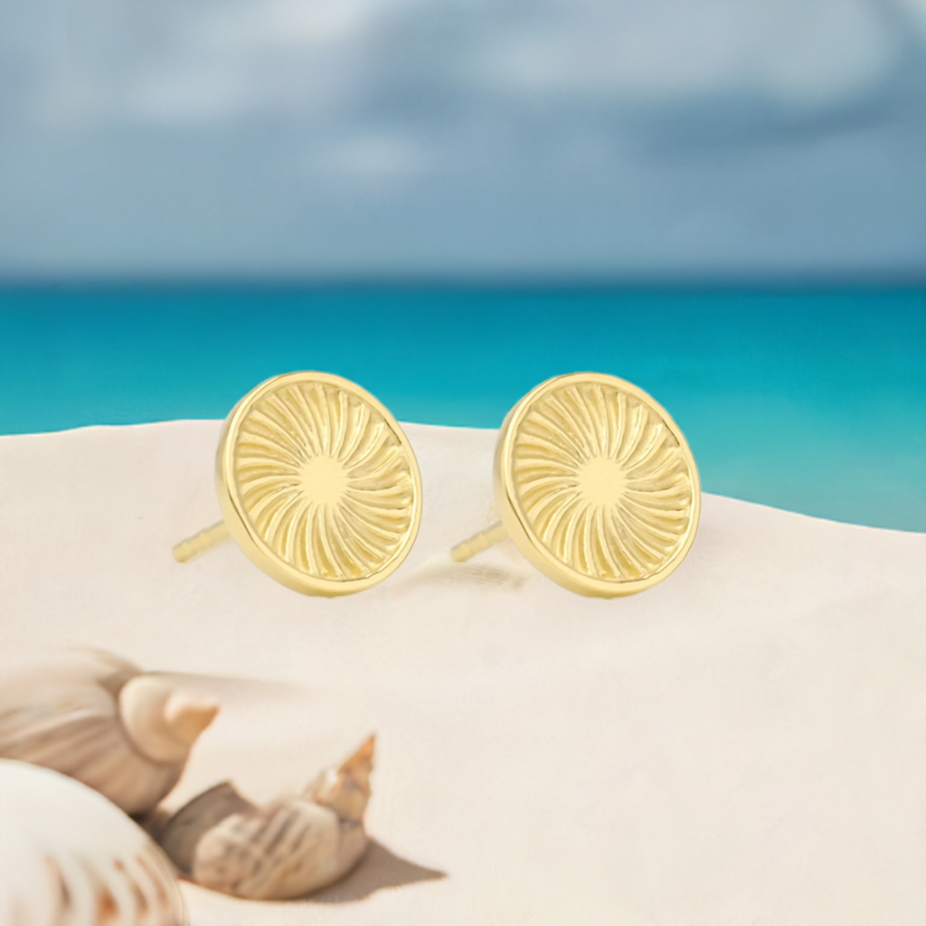 Gold Sunburst Stud Earrings