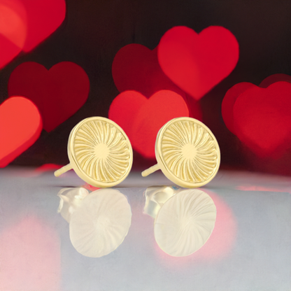 Gold Sunburst Stud Earrings