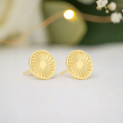 Gold Sunburst Stud Earrings