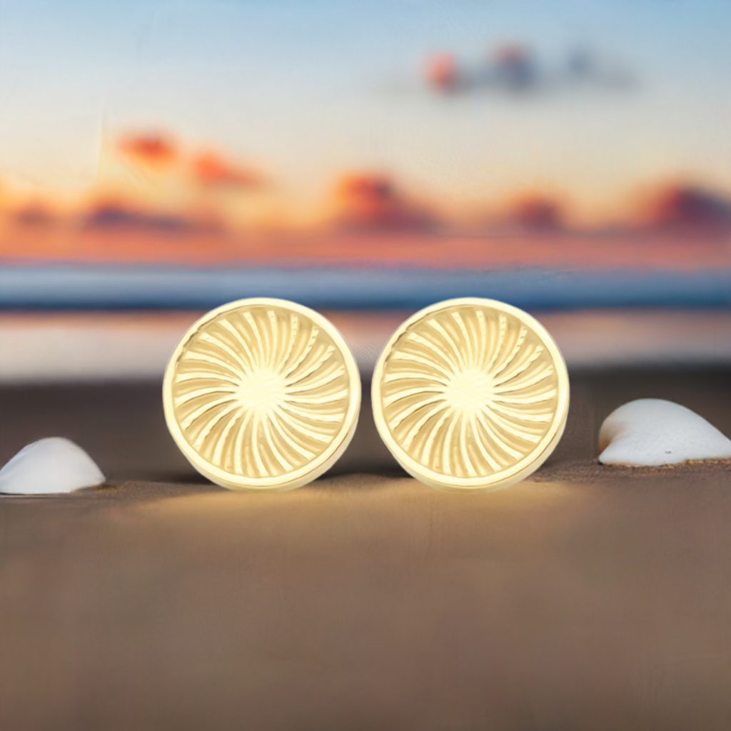 Gold Sunburst Stud Earrings