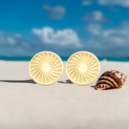 Gold Sunburst Stud Earrings