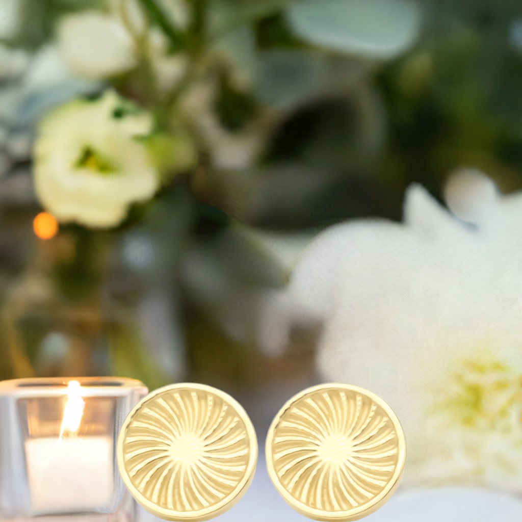 Gold Sunburst Stud Earrings