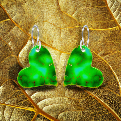 Green Turquoise Gibbsite Heart Earrings