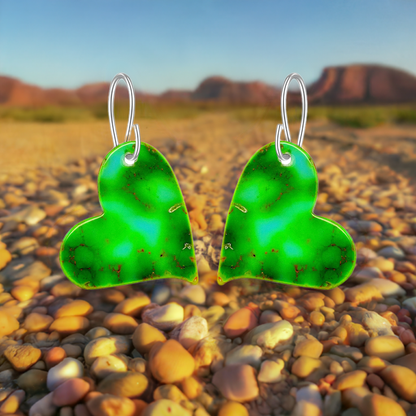 Green Turquoise Gibbsite Heart Earrings