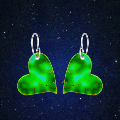 Green Turquoise Gibbsite Heart Earrings