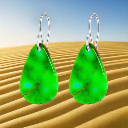 Green Turquoise Tear Drop Earrings Medium