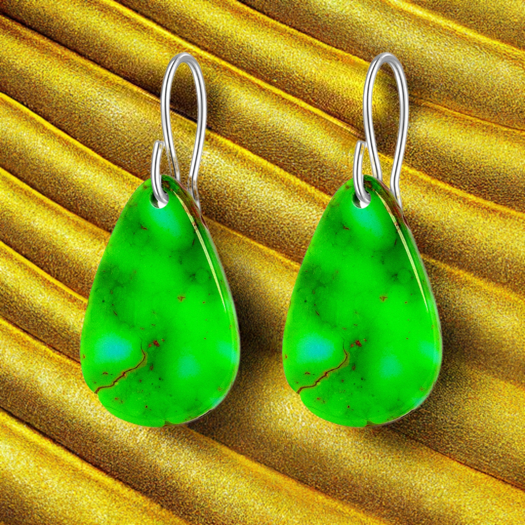 Green Turquoise Tear Drop Earrings Medium