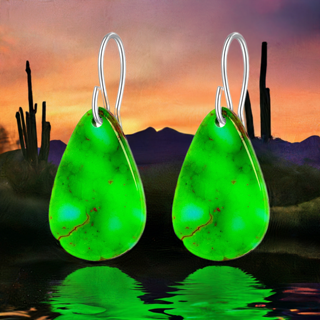 Green Turquoise Tear Drop Earrings Medium