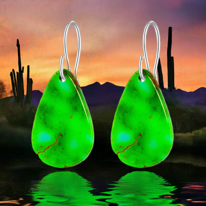 Green Turquoise Tear Drop Earrings Medium