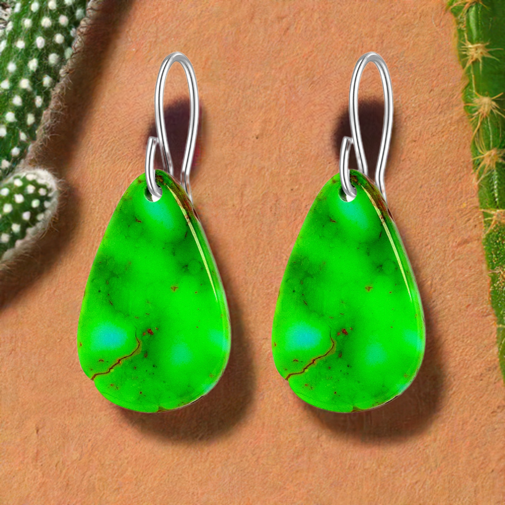 Green Turquoise Tear Drop Earrings Medium