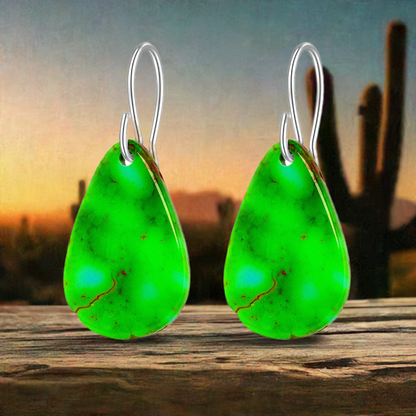 Green Turquoise Tear Drop Earrings Medium