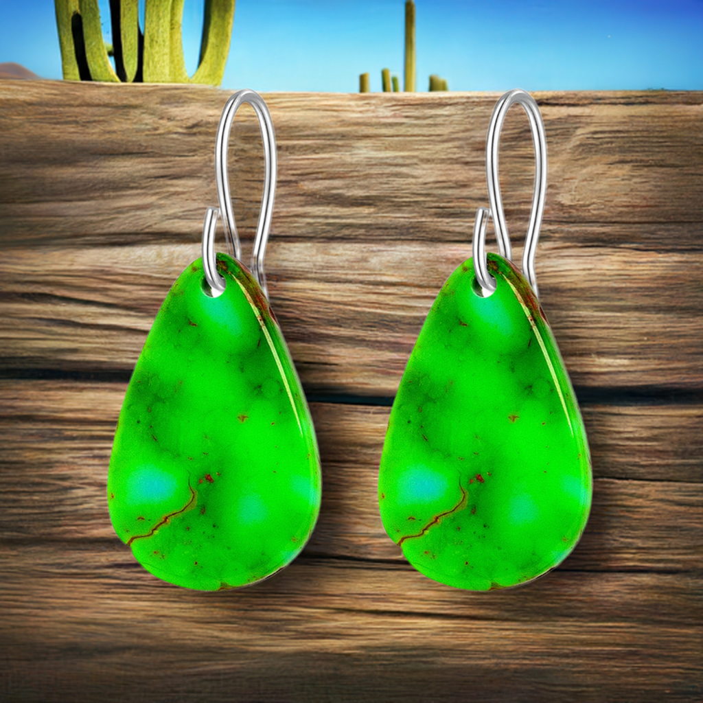 Green Turquoise Tear Drop Earrings Medium