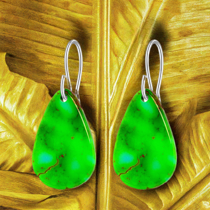 Green Turquoise Tear Drop Earrings Medium