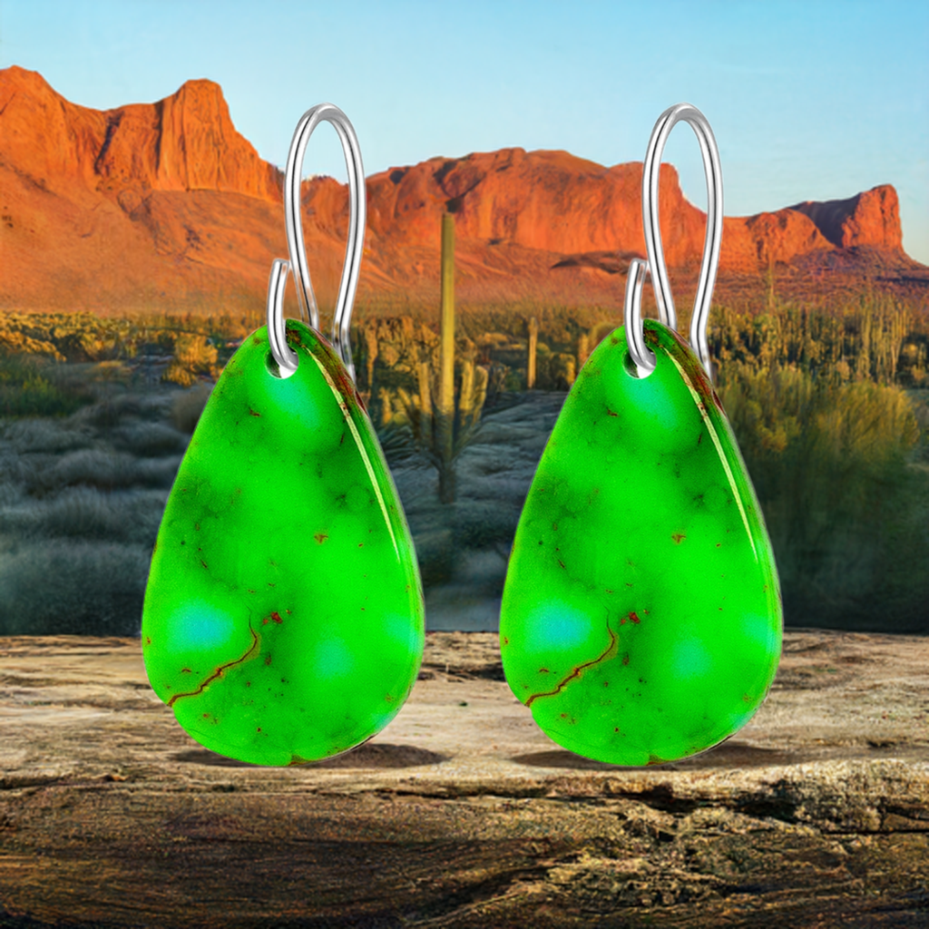 Green Turquoise Tear Drop Earrings Medium