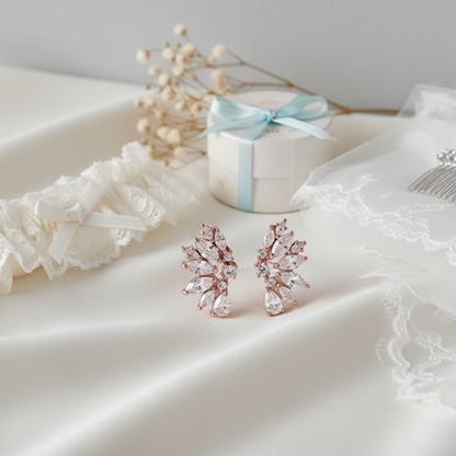 Rose Gold Crystal Wedding Earrings
