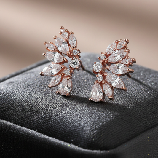 Rose Gold Crystal Wedding Earrings