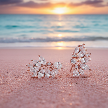 Rose Gold Crystal Wedding Earrings