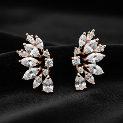 Rose Gold Crystal Wedding Earrings