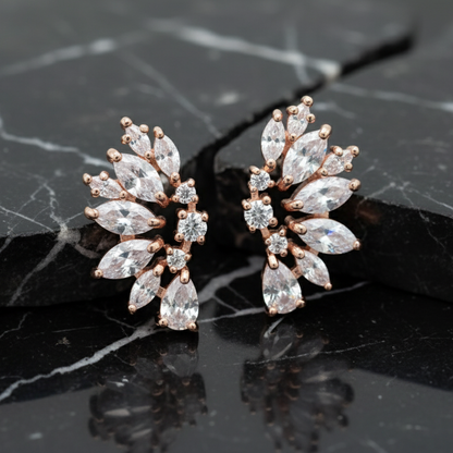 Rose Gold Crystal Wedding Earrings
