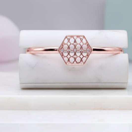 Rose Gold Hex Filigree Bracelet