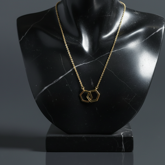 Gold Interlocking Hex Necklace