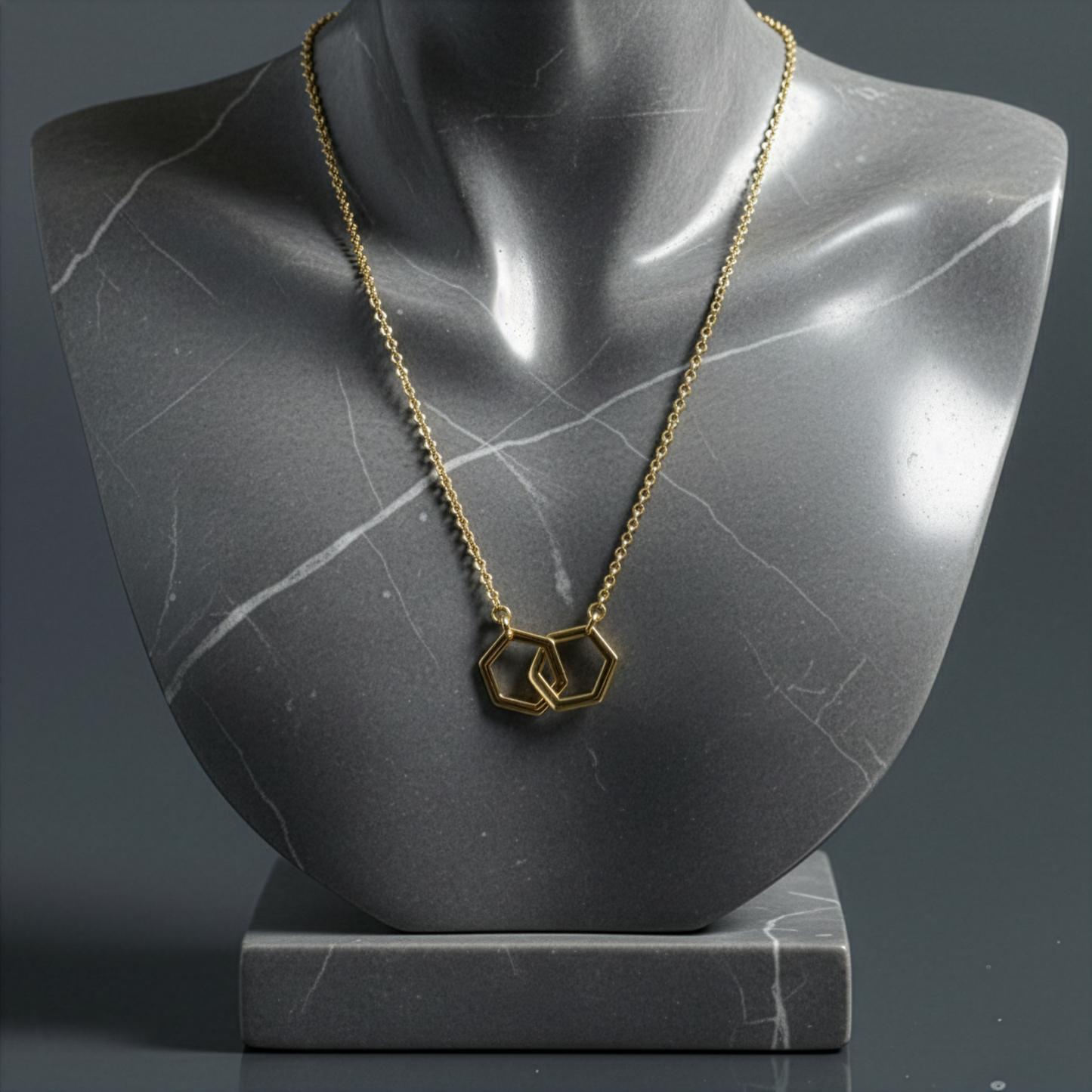 Gold Interlocking Hex Necklace