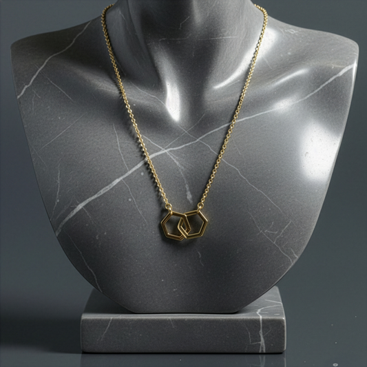 Gold Interlocking Hex Necklace